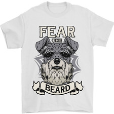 Schnauzer Dog Fear the Beard Mens T-Shirt 100% Cotton