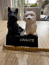 Vintage Style Cast Iron Black & White Scotch Whisky Dogs Very heavy ideal gift