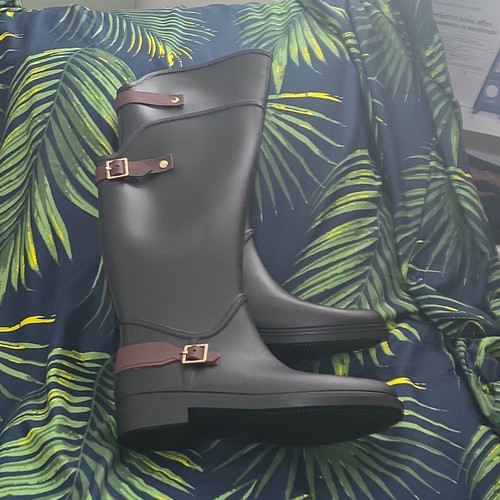 Black rubber long riding - long, boots