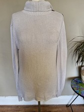 Ladies Henri Lloyd Cream High Neck Button Detail Jumper Size Xl