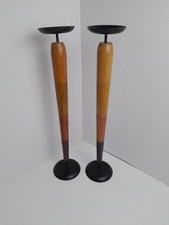 A Pair Of Tall African Style Floor Candle Stick Holders 24" Tall