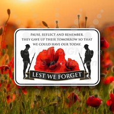 Lest We Forget Poppy Remembrance Day Remember Them  Window Decal Sticker