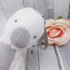 🪿 Cute Mamas & Papas Welcome To The World Chime Duck Soft Toy Rattle White Grey