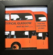 Orange Glasgow Bus Framed