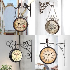Outdoor Garden Paddington Station Wall Clock Double Sided Hanging Bracket Clocks