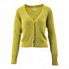 M&S PER UNA Ribbed V-Neck Cropped Cardigan with Wool