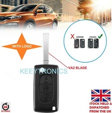 NEW 3 BUTTON KEY FOB CASE for PEUGEOT 407, FOR PARTNER WITH LOGO #A50