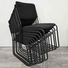 Conference Chair, Stackable, Black Fabric & Metal Skid Frame