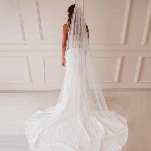 Pearl bridal veil mid length - pearl, mid-length