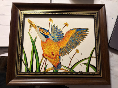 Signed reverse painted glass - painted,