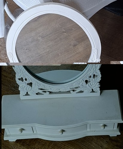 White wood dressing table - white,
