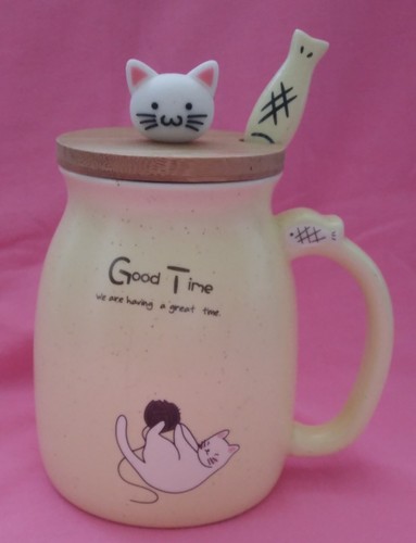 Nwob ceramic lidded cat themed - cat,