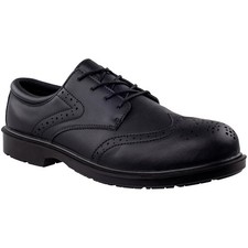 Mens Arco Black Leather Brogue Safety Shoes ~ Size UK 10 - Steel Toe - EN ISO