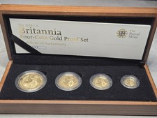 2008 Proof Britannia Gold 4-Coin Set Boxed Full Brit, ½ Brit, ¼ Brit, 1/10 Brit