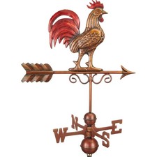 Copper Weathervane Red Rooster Hand Finished Multi-Color Patina Weather Resis...