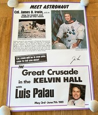 Rare Poster Of Apollo 15 Col James Irwin's  Visit To Kelvin Hall 1981 