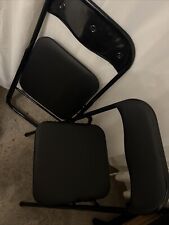 Two Set Folding Chairs Padded Faux Leather Studying Dining Office Event Black