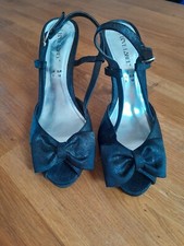 Love Label Black Bow Shoes: Size 5 Black Shimmer Style High Heel
