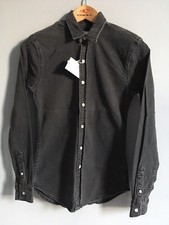 Topman (Asos) XXS 32-34” Chest Denim Shirt Grey Long Sleeves Stretch Skinny Mens