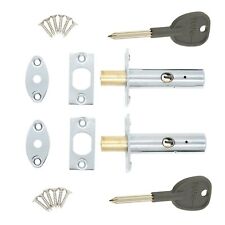 Door Rack Bolt Pack of 2 Bolts + 2 Keys 2 Finishes 61mm Dead Bolt Lock Star Key