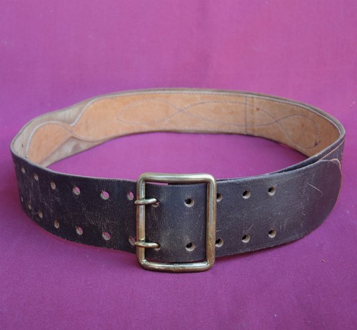Old ussr leather belt - old, brass