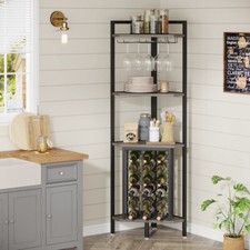 Corner Bar Rack Floor Liquor Bar Stand Wine Rack Small Space & Glass Holder uk