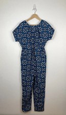 NWT TU Short Sleeve Jumpsuit Geo Turquoise Mosaic Small UK 8 Pockets RRP £25