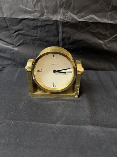 Tiffany brass desk clock - desk,
