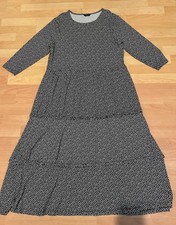 Pretty COTTON TRADERS Black & White Ditsy Print Long Stretch Maxi Dress Size 18