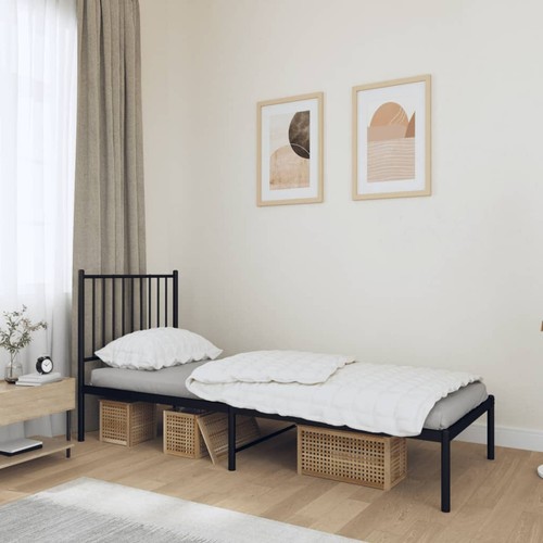 Metal bed frame with - with, headboard