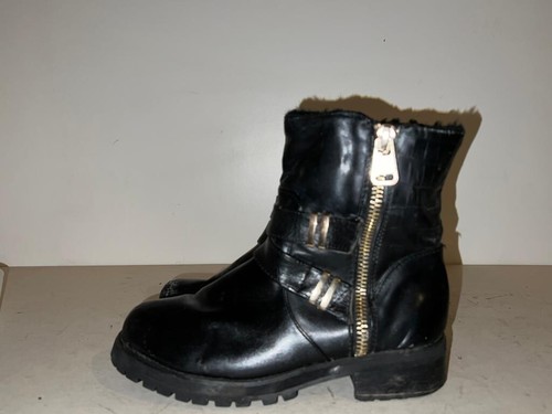 Ladies black faux leather - faux,
