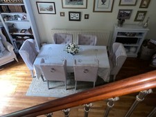 Large Lace Ditsy Floral Tablecloth Rectangular Vintage Embroidered Linen Blend