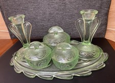 Vintage Art Deco Green Glass