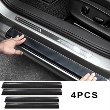 4x Carbon Fiber Black Car Door Sill Scuff Cover Anti-scratch Decal Accessories