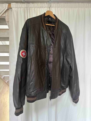 Adidas brown leather bomber - brown,