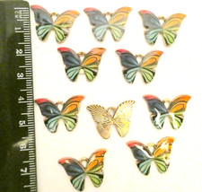 10 Gold Plated Multi-Coloured Enamel Butterfly Charms Craft Jewellery Making