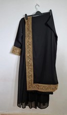 Elina Black and Gold Punjabi Dress and Scarf Set Size L