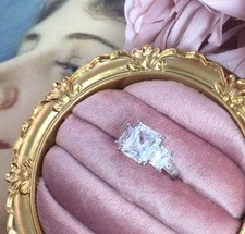 Vintage Jewellery Gold Ring White Sapphires Antique Deco Jewelry size N 1/2