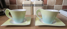Villeroy & Boch large cup & saucer wave design in yellow & green x 2 lot 2