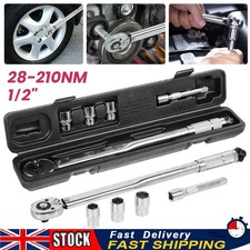 Ratcheting Torque Wrench 1/2" Square Drive 28-210Nm with Extension Bar & Socket