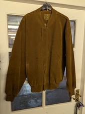 MENS ITALIAN DESIGNER LEATHER TRIM JACKET -UK XL BROWN SUEDE GREAT CONDITION 