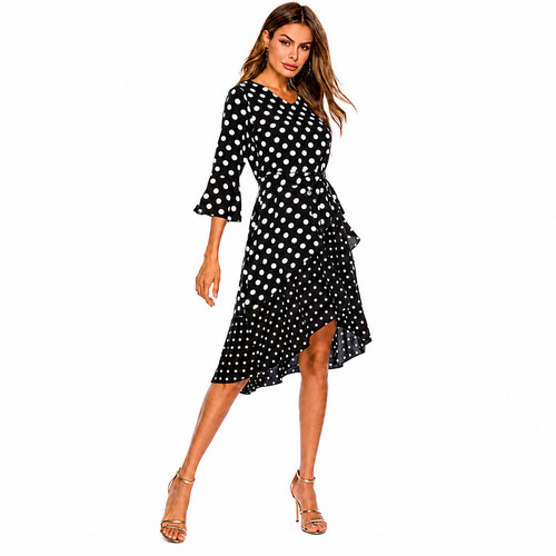 Womens polka dot dress neck - dot, v