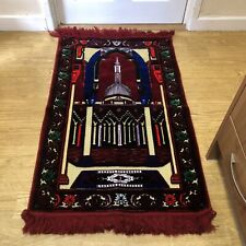 Vintage Tapestry Rug Red Gold Arabic Turkey Morocco Wall Hanging Temple Prayer 