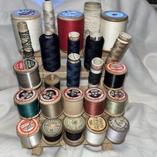 25 Vintage Wooden Sewing Threads On Wooden Stand Sewing Craft Room Silko 