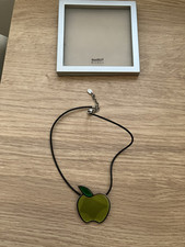 VINTAGE SWATCH WATCH BIJOUX GREEN FRUCTUS APPLE NECKLACE  BOXED S STEEL LEATHER