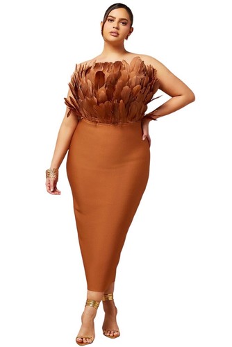 Size brown bodycon midi - size,