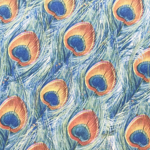Cotton fabric peacock feather - peacock,