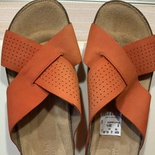 CLARKS WOMEN’S ORANGE NUBUCK SLIP-ON COMFORT SANDALS UK SIZE 6 NEW