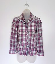H By Henry Holland Shirt Size 8 Ladies Pink Checked Cactus Embroidered Western