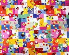 Crafts Fabrics Happy Bugs Bees caterpillars Nursery Baby Colourful Cotton Fabric